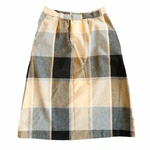Vintage Academia Hand Made Plaid Knee Length Skirt Small